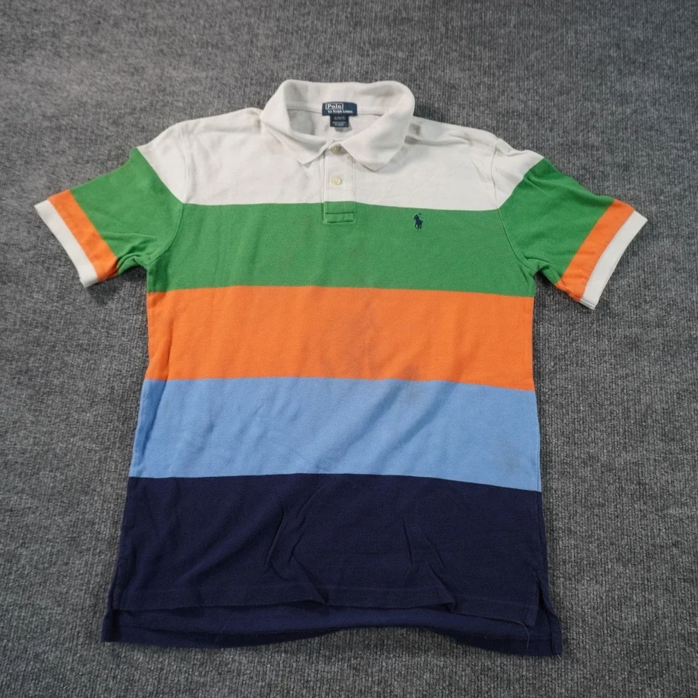 Polo Ralph Lauren Polo Shirt Kids XL 18-20 Multicolor Striped Short Sleeve Pony